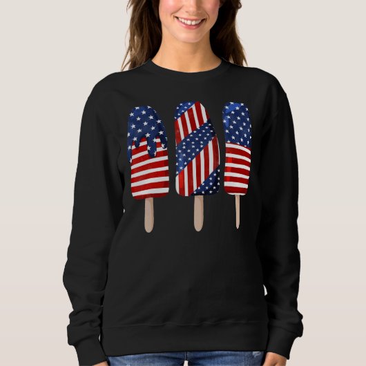 4 juli Popsicle Red White Blue American Flag Trui (Voorkant)