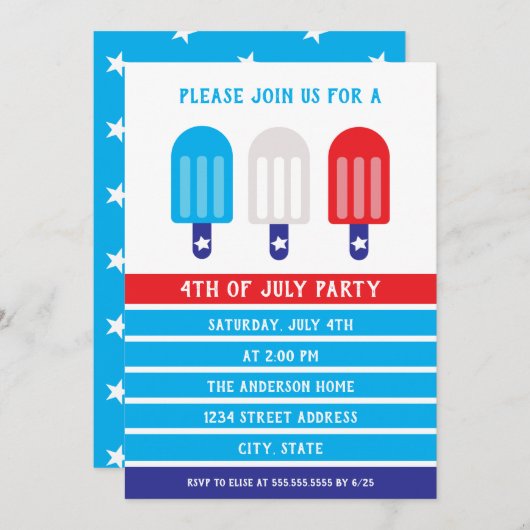 4 juli Popsicle rood wit blauw Kaart (Voorkant / Achterkant)