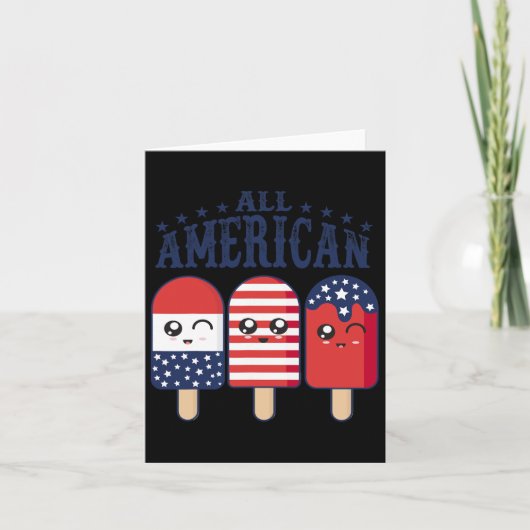 4 juli Popsicle USA Flag Patriottische Zomerjongen Kaart (Voorkant)