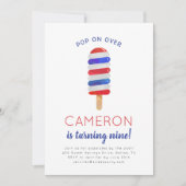 4 juli Popsicle verjaardag uitnodiging (Voorkant)