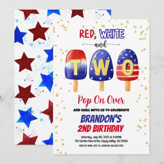 4 juli Popsicles Kind Boy 2e Verjaardagsfeestje Kaart (Voorkant / Achterkant)