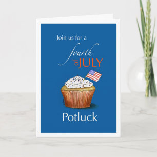 4 juli Potluck uitnodiging met Cupcake