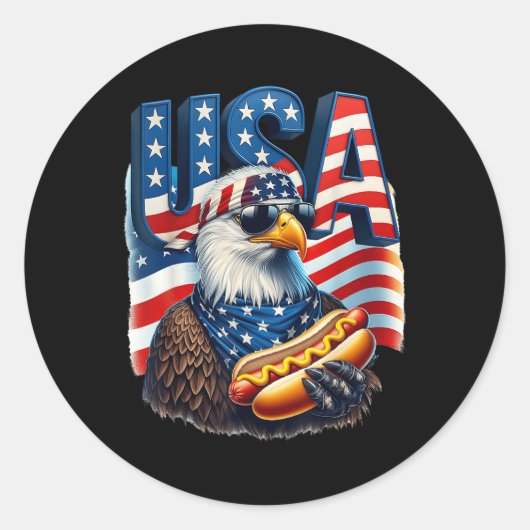 4 juli Pride Patriotic Bald Eagle Amerikaans Ronde Sticker (Voorkant)