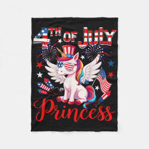 4 juli Prince Schattige Unicorn Sungles US Flag Fi Fleece Deken
