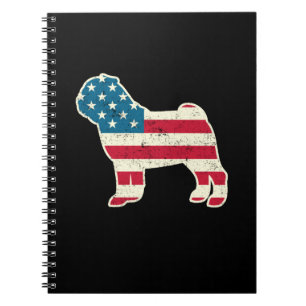 4 juli Pug Dog American Flag USA Notitieboek
