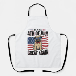 4 juli-pug-patriottisch vintage shirt ontwerp_1 schort