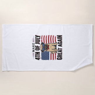 4 juli-pug-patriottisch vintage shirtontwerp_1 strandlaken