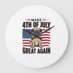 4 juli Pug-patriottische vintage shirt ontwerp_1 Grote Klok