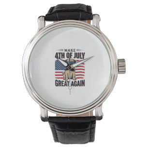4 juli Pug-patriottische vintage shirt ontwerp_1 Horloge