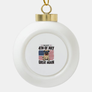 4 juli Pug-patriottische vintage shirt ontwerp_1 Keramische Bal Ornament