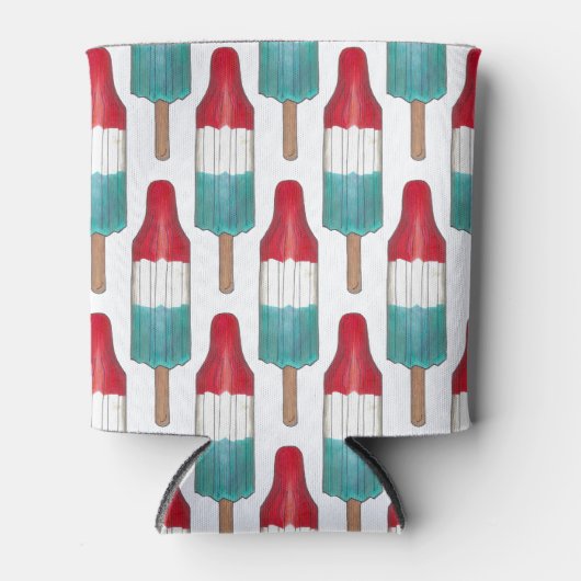4 juli raket Pop patriottische ijsje rood blauw Blikjeskoeler (Voorkant)