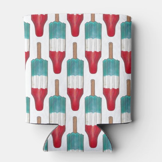 4 juli raket Pop patriottische ijsje rood blauw Blikjeskoeler (Achterkant)
