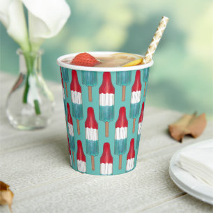 4 juli raket Pop patriottische ijsje rood blauw Papieren Bekers
