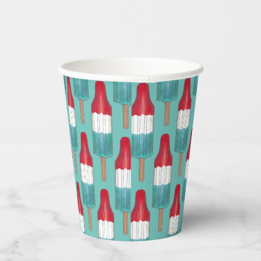 4 juli raket Pop patriottische ijsje rood blauw Papieren Bekers (Rechts)