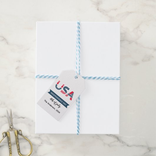 4 juli Red USA Independence Day Cadeau Labels Cadeaulabel (Met Touw)