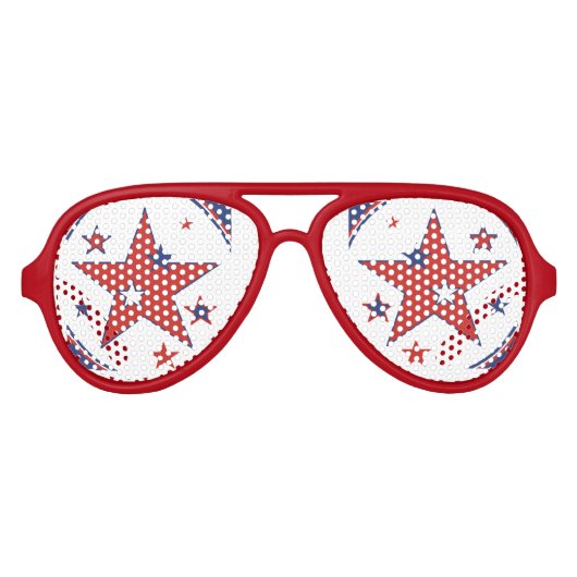 4 juli Red White Blue Star Eyes Verenigde Staten A Aviator Zonnebril (Voorkant)