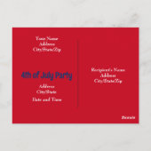 4 juli Red White Blue Striped Photo Invitation Dog Briefkaart (Achterkant)