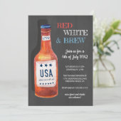 4 juli Red White Brew BBQ Chalkboard Kaart (Staand voorkant)