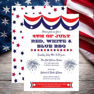 4 juli Red White en Blue BBQ Kaart