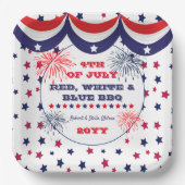 4 juli Red White en Blue BBQ Papieren Bordje (Voorkant)