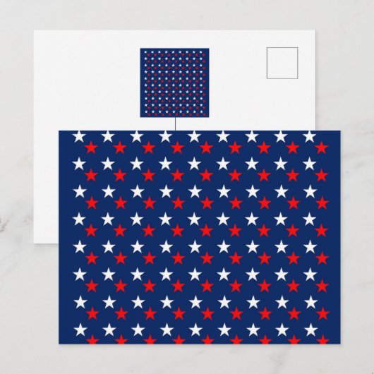 4 JULI/RED WHITE EN BLUE STARS BRIEFKAART (Voorkant / Achterkant)