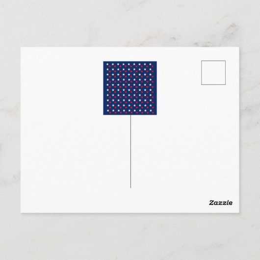4 JULI/RED WHITE EN BLUE STARS BRIEFKAART (Achterkant)