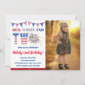 4 juli Red White & TWO Firecracker Verjaardag Kaart (Voorkant)