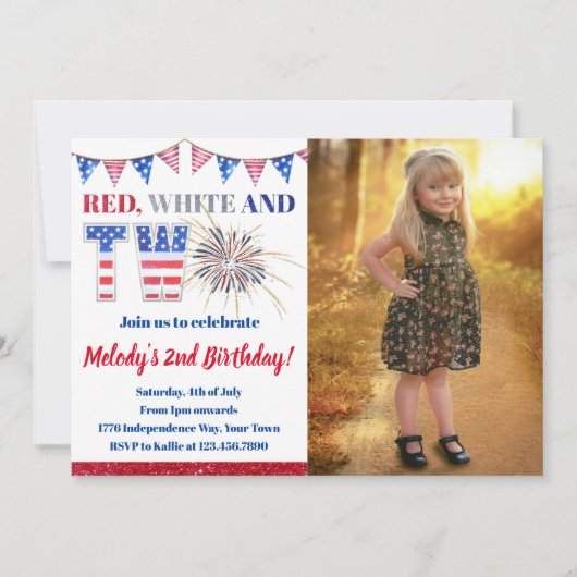 4 juli Red White & TWO Firecracker Verjaardag Kaart (Voorkant)