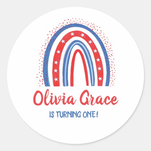 4 juli Regenboogverjaardag Ronde Sticker (Voorkant)
