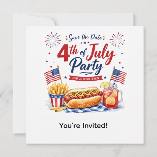 4 juli reserveer de datum Onafhankelijkheidsdagfe Kaart (Voorkant)