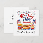 4 juli reserveer de datum Onafhankelijkheidsdagfe Save The Date (Voorkant / Achterkant)