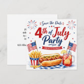 4 juli reserveer de datum  Onafhankelijkheidsdagfe Save The Date (Voorkant / Achterkant)