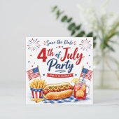4 juli reserveer de datum  Onafhankelijkheidsdagfe Save The Date (Staand voorkant)