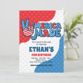 4 juli Retro Merica Made Birthday Party Kaart (Staand voorkant)