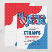 4 juli Retro Merica Made Birthday Party Kaart (Voorkant / Achterkant)