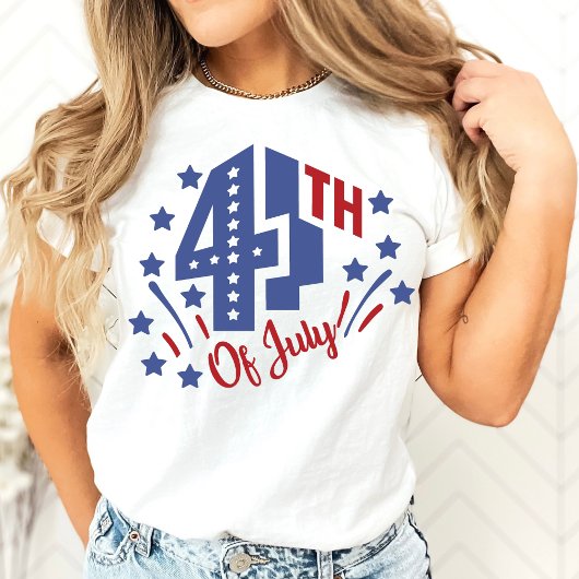 4 juli Retro Rood Wit en Blauw Patriottisch T-shirt