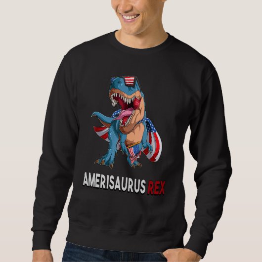 4 juli Rex America Dinosaur Independence Day Pat Trui (Voorkant)