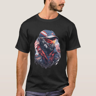 4 juli robot VS-vlag Amerikaanse patriottische Rob T-shirt