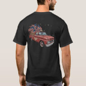 4 juli Rode vrachtwagen met Amerikaanse vlaggen T-shirt (Achterkant)