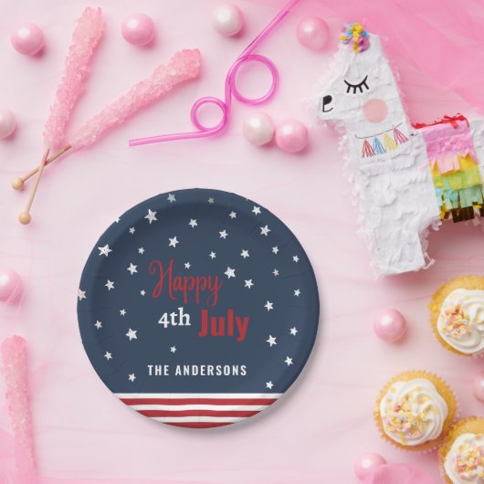 4 juli rode witte en blauwe partij papieren bordje (Feest)