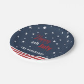 4 juli rode witte en blauwe partij papieren bordje (Gekanteld)