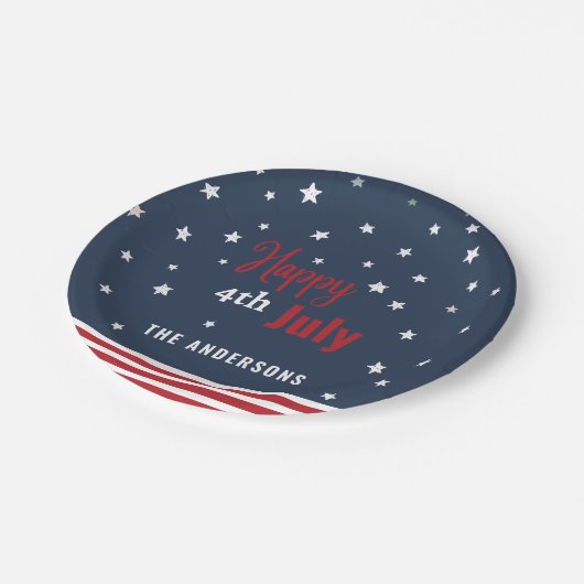 4 juli rode witte en blauwe partij papieren bordje (Gekanteld)