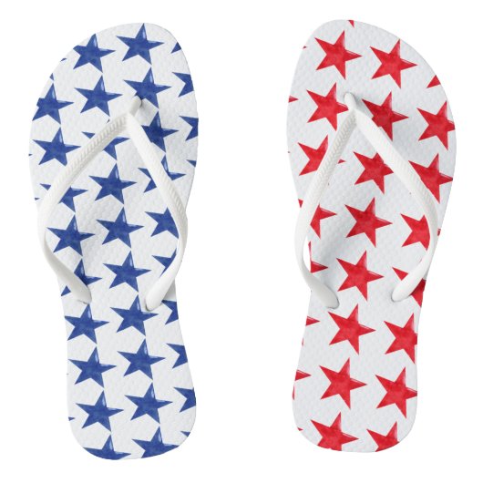 4 juli Rode, witte en blauwe sterren US Flag Beach Teenslippers (Voetbed)