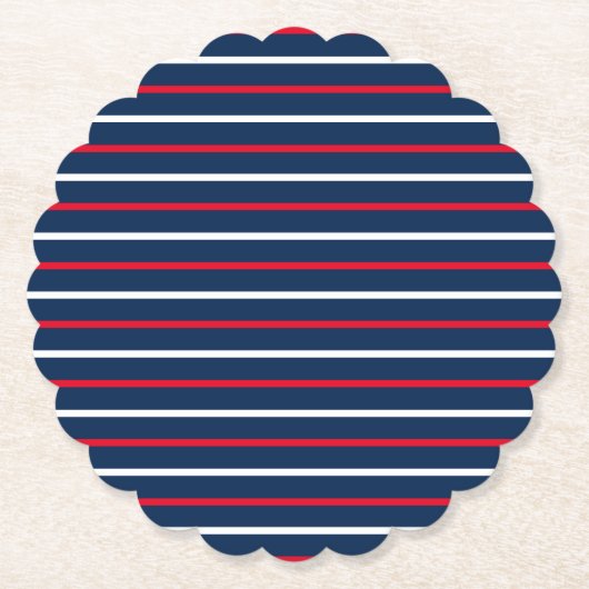 4 juli rode witte marineblauwe patriottische strep kartonnen onderzetters (Voorkant)