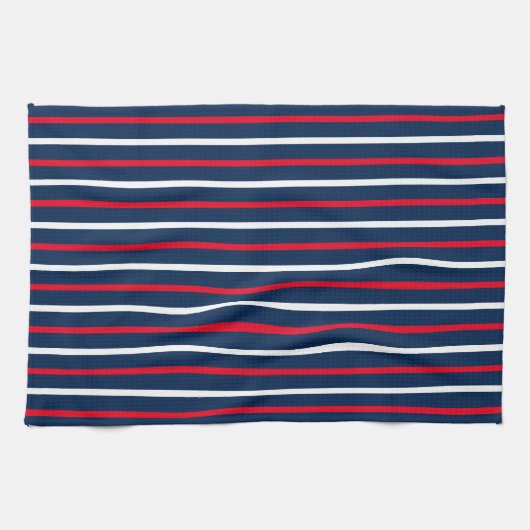 4 juli rode witte marineblauwe patriottische strep theedoek (Horizontaal)