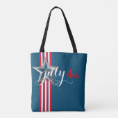 4 juli Rode & Witte Stripes & Star Tote Bag (Achterkant)