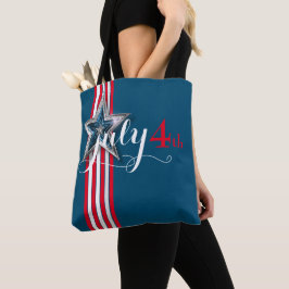4 juli Rode & Witte Stripes & Star Tote Bag