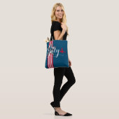 4 juli Rode & Witte Stripes & Star Tote Bag (Op model)
