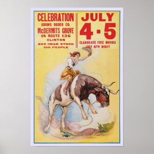 4 juli Rodeo, 1930. Oude reclame Poster