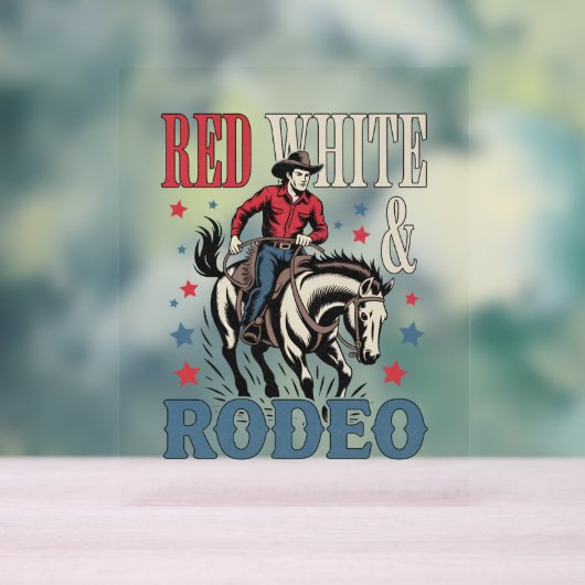 4 juli Rodeo Cowboy Acryl Bord (Neutraal)